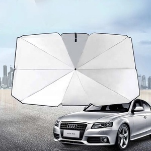 Pare-brise avant argenté innovant, protection solaire, <span class=keywords><strong>Parasol</strong></span> de voiture pliable, parapluie résistant aux Uv avec étui en cuir PU - Product Image 3