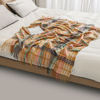 Couverture de canapé, couverture climatisée, drap de lit tissé style ethnique ondulé, serviette de canapé, nappe et couverture