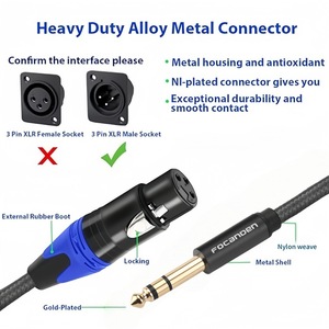 Cable de audio estéreo macho de 6,35 mm a XLR hembra chapado en oro para conexión de micrófono y amplificador. - Product Image 4