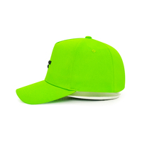 Gorra de Béisbol de Cinco Piezas de Alta Calidad en Color Verde, Logotipo Exquisito con Bordado 3D en Relieve, 100% Algodón, Estilo Hip Hop, para Exteriores