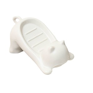 Cute Simple Cartoon Cat Soap Box Shiny White Pink Decorative Plastic Water Fertilizer Rack Fun Bathroom <b>Storage</b> - Product Image 1