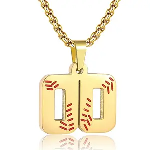 2024 custom sport hip hop women men boys charms stainless steel jewelry pendant baseball number necklace