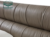 Meubles de chambre à coucher modernes en bois massif, lit double king size, lit luxueux rembourré en cuir, lit moelleux avec grande tête de lit