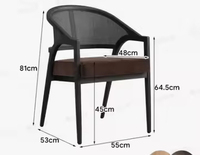 Sillón de Madera Maciza de Alta Calidad con Respaldo de Ratán y Asiento Acolchado, Silla de Comedor Ergonómica de Diseño Moderno y Minimalista