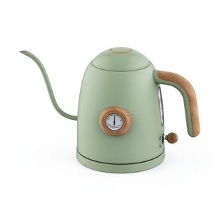 Bouilloire électrique rétro vert clair 1,0 L avec poignée style grain de bois et élément chauffant dissimulé - Product Image 2