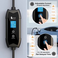 Chargeur EV portable feyree 16A monophasé avec prise NACS pour voitures Tesla, chargeur EV AC de haute qualité, réglage du courant, chargeur de voyage