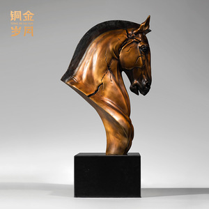 Adorno de Cobre con Cabeza de Caballo en Color Cobre y Dorado, Hecho a Mano, Decoración Artística para Sala de Estar - Product Image 4