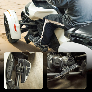 Repose-pieds avant en aluminium chromé pour conducteur, larges repose-pieds pour passager, <span class=keywords><strong>accessoires</strong></span> pour <span class=keywords><strong>Can</strong></span>-<span class=keywords><strong>Am</strong></span> <span class=keywords><strong>Spyder</strong></span> F3/F3-S/F3-T (2015-2025) - Product Image 6