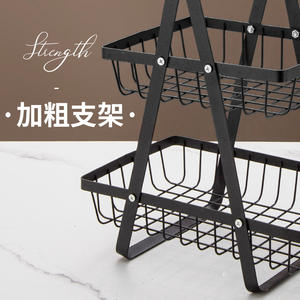 Étagère de rangement de cuisine en acier inoxydable, panier en maille à trois niveaux pour fruits et collations, design rectangulaire durable - Product Image 1