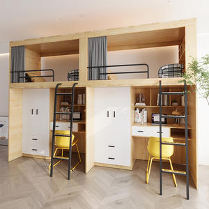 Litera de Metal de diseño moderno para estudiantes, apartamento, casa de huéspedes, empleado, Hostal <span class=keywords><strong>juvenil</strong></span>, dormitorio, <span class=keywords><strong>cama</strong></span> <span class=keywords><strong>con</strong></span> <span class=keywords><strong>escritorio</strong></span> - Product Image 3