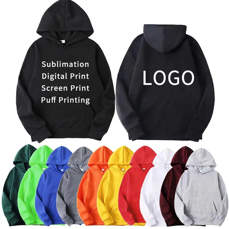 Hoodie Logo Kustom Kasual Pria Wanita, Hoodie Polos Sublimasi Poliester Ukuran USA 100% Cetak 3D Ukuran Ekstra Besar