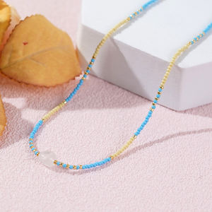 आर्टीफुल रंगीन बेडेड मीठे पानी के मोती सोने की प्लेटेड बोहेमियन इंद्रधनुष उपचार चोकर हार उपहार महिलाओं की वर्षगांठ - Product Image 4