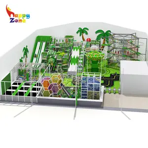 China Factory New Customized Design Indoor Playground Solutions with Zip line and Ninja Course Donuts Slide and Rainbow Tree