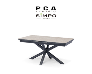 Ensemble de meubles d'extérieur haut de gamme SIMPOLIFESTYLE, ensemble de salle à manger de luxe <span class=keywords><strong>PARIS</strong></span> pour jardin, 6 places, table extensible en aluminium pour balcon - Product Image 1