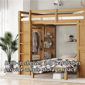 Modernes Massivholz Full XL/Full-<span class=keywords><strong>Twin</strong></span> Etagen bett Schreibtisch Kleider schrank Lagerung Cabrio Loft Mit abnehmbarem Unter bett Natural - Product Image 4
