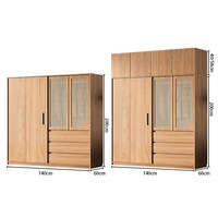 Ensemble de rangement de chambre à coucher moderne et personnalisé, armoire en rotin, étagères amovibles, lit, conception d'orga