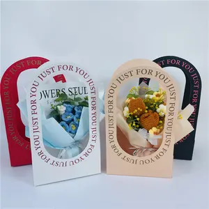 GERATT FÜR DICH Valentinstag Geschenkbox Papier-Blumenkorb Verpackung für Blumen Rose Tulpenstraußen Vase verpackte Karte wiederverwertbar