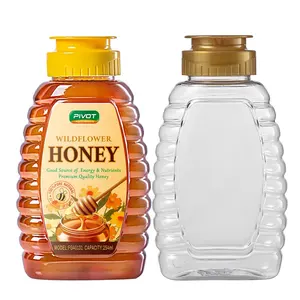 Silicone valve flip top cap 200ml 250ml 370ml 560ml 730ml pet plastic squeeze bottle for syrup honey packaging