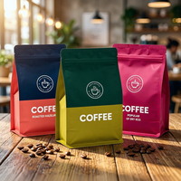 Sacs à café personnalisés imprimés avec votre marque, finition mate, 250g, 1KG, fond carré, avec valve et fermeture éclair, pour l'emballage de grains de café, de lait et d'aliments pour animaux de compagnie