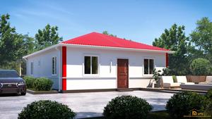 Villa préfabriquée de 93 <span class=keywords><strong>m2</strong></span> avec trois chambres, design moderne, panneaux sandwich ignifuges A1, avec carport, À VENDRE - Product Image 5