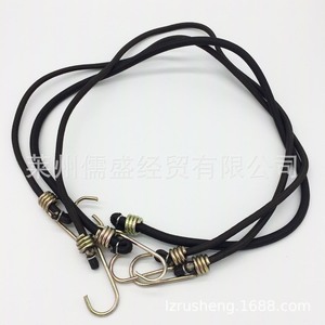 Manufacturer supplies black 8mm iron hook elastic rope, luggage rope, binding rope, camping tent <b>tarp</b> rope - Product Image 2