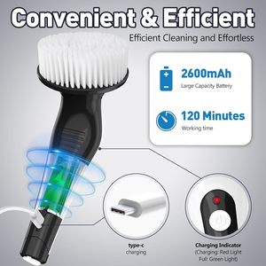 9 in 1 Multifunctional IPX7 Handheld <b>Electric</b> Cleaning Brush Retractable Spin <b>Scrubber</b> Black <b>Electric</b> Cleaning Brush - Product Image 5