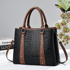 Black Glossy Textured Women Handbag <b>Studded</b> PU Leather Shoulder <b>Bag</b> Ladies Elegant Crossbody Tote Purse for Work Daily - Product Image 3
