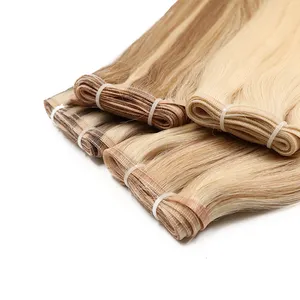 キューティクルailgned生毛ベンダー卸売最高品質100ヨーロッパレミーバージン人毛横糸フラット横糸