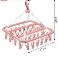 Cintre à linge pliable avec 32 pinces, cintre multifonctionnel coupe-vent pour chaussettes, cintre à linge pour usage domestique