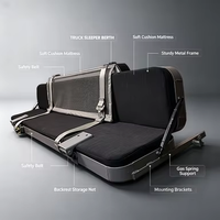 Lit de couchage pliable OEM personnalisé pour camion avec ceinture de sécurité, tige hydraulique, lit de cabine de camion, coussin en tissu résistant à l'usure