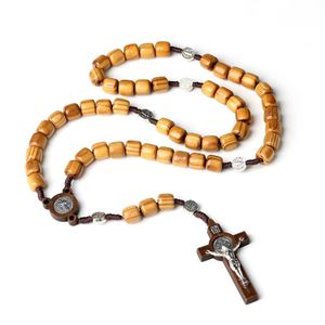 Collier Chapelet Catholique Vintage avec Crucifix, Bijoux et Cadeaux Religieux, Chapelets Classiques en Perles de Bois avec Croix de Jésus, Vente en Gros - Product Image 2
