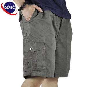 QZFSO Calças Cargo Masculinas Personalizadas 100% Algodão Sólido Respirável com Cintura Elástica Completa e Cordão - Product Image 1