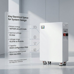 Sistema de Almacenamiento de Energía Doméstico Todo en Uno, Batería de 16 kWh, 51.2V 314Ah, de Pie, para Híbrido Solar NEHC0017 - Product Image 2