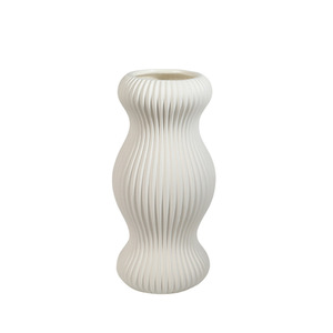 Nordique texturé forme irrégulière blanc fait à la main <span class=keywords><strong>poterie</strong></span> minimaliste moderne art nordique décor à la maison rayure <span class=keywords><strong>vase</strong></span> à fleurs <span class=keywords><strong>en</strong></span> céramique - Product Image 6
