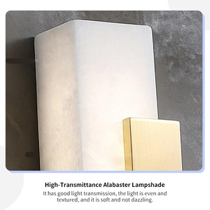 Modern Linear Alabaster <b>Wall</b> Sconce Luxury Brass Lamp for Bedroom Bedside Living Room LED Designer Architectural Stone Decor - Product Image 3