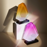 Trophée en cristal moderne et simple à dégradé, personnalisé, écologique, imprimé UV, de haute qualité, pour les récompenses annuelles des entreprises de science et de technologie
