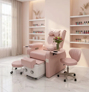 Fauteuil de pédicure rose moderne de luxe avec massage et bain de pieds électrique, mobilier de salon de spa réglable pour spa - Product Image 1