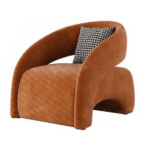 Sillón de lujo nórdico para sala de estar, marco de madera, tela de terciopelo, acento de ocio, con cojín para uso en apartamentos y hoteles - Product Image 3