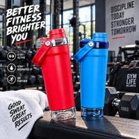 Bouteille shaker personnalisée en acier inoxydable pour protéines, bouteille shaker de sport en métal 500 ml 16 oz avec grille de mélange, anti-fuite, sans BPA