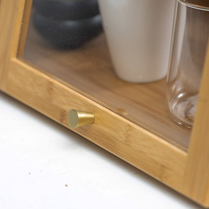 Bamboo Tea <b>Cabinet</b> With Storage Shelves For Kitchen Desktop Use Modern Minimalist Design - Product Image 4