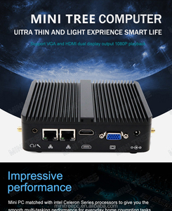 Không Quạt Mini PC Celeron n4100 N100 Dual lans 2xrs232 Com HD <span class=keywords><strong>VGA</strong></span> 4xusb3.0 Wifi Win 10 Pro Key Linux Mini kinh doanh Máy tính để bàn Tiny PC - Product Image 2