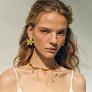 精致直拉星月长链水滴项链时尚不锈钢饰品18k电镀蝴蝶项链 - Product Image 1