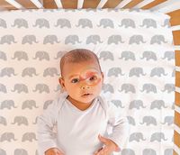 Ensemble de literie pour berceau d'enfant imprimé éléphant 4 pièces Respirant Lit de bébé protecteur de berceau pour bébé Ensemble de literie pour berceau