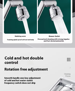 Robinet <span class=keywords><strong>mural</strong></span> en laiton à double poignée Robinet d'évier en céramique pour eau chaude et froide Bassin rotatif à double commande pour le lavage des légumes - Product Image 6