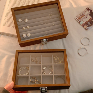 Boîte de rangement pour bijoux en bois de qualité supérieure avec couvercle en verre, pour bagues, boucles d'oreilles, colliers, bracelets, pendentifs, fabriquée par un fabricant de luxe - Product Image 6