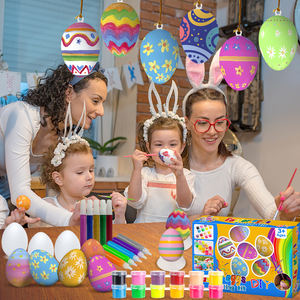 Khy ชุดระบายสีไข่อีสเตอร์แบบทำมือชุดระบายสีอะคริลิคปลอดสารพิษสำหรับผ้าใบกระดาษแก้วของเล่นวาดภาพงานฝีมือ - Product Image 4