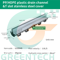 Caniveau de drainage rectangulaire en plastique léger HDPE pour eaux pluviales, version plastique pour extérieur