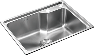 Évier de cuisine en acier inoxydable SUS304 brossé satiné 700x450mm, cuve simple, avec robinet extractible intégré - Product Image 6