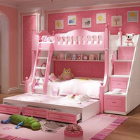 Lit double pour enfants avec cadre en bois et design moderne, ensemble de meubles pour la chambre à coucher, lits superposés en bois de luxe pour garçons et filles