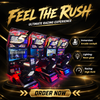 Machine de jeu de course à monnayeur, simulateur de course automobile d'arcade avec siège baquet et cabinet LED pour centre de jeux d'amusement